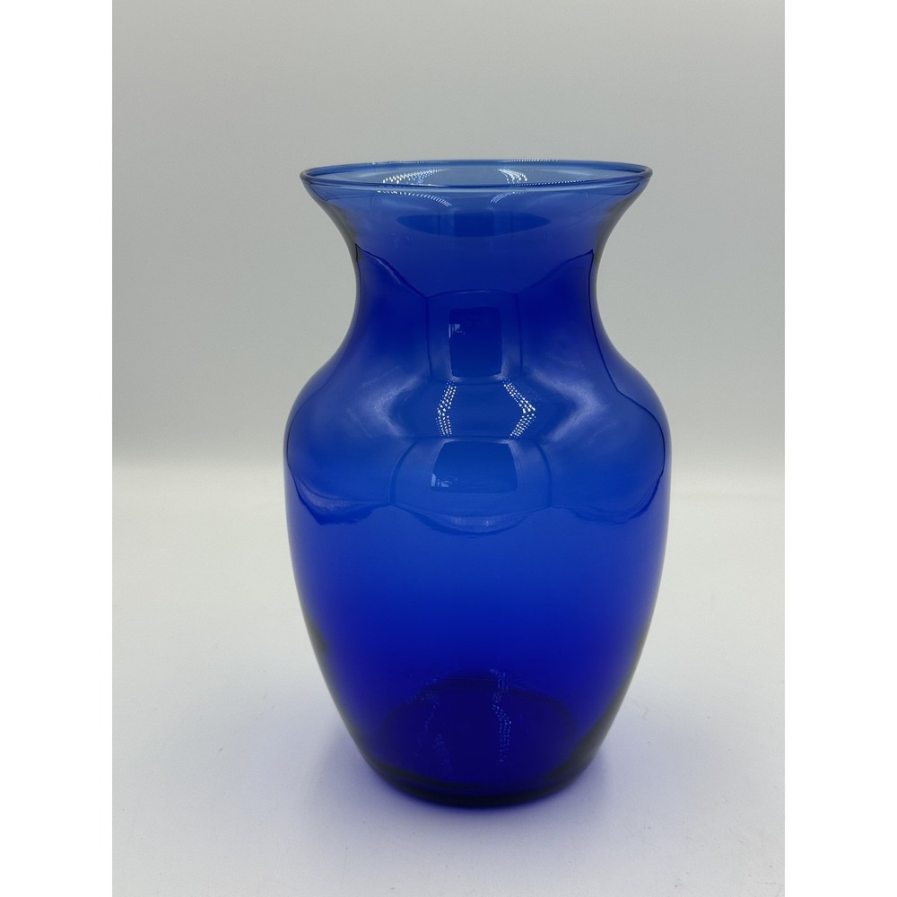 Vintage Cobalt Blue Glass Flower Vase 8" Tall
